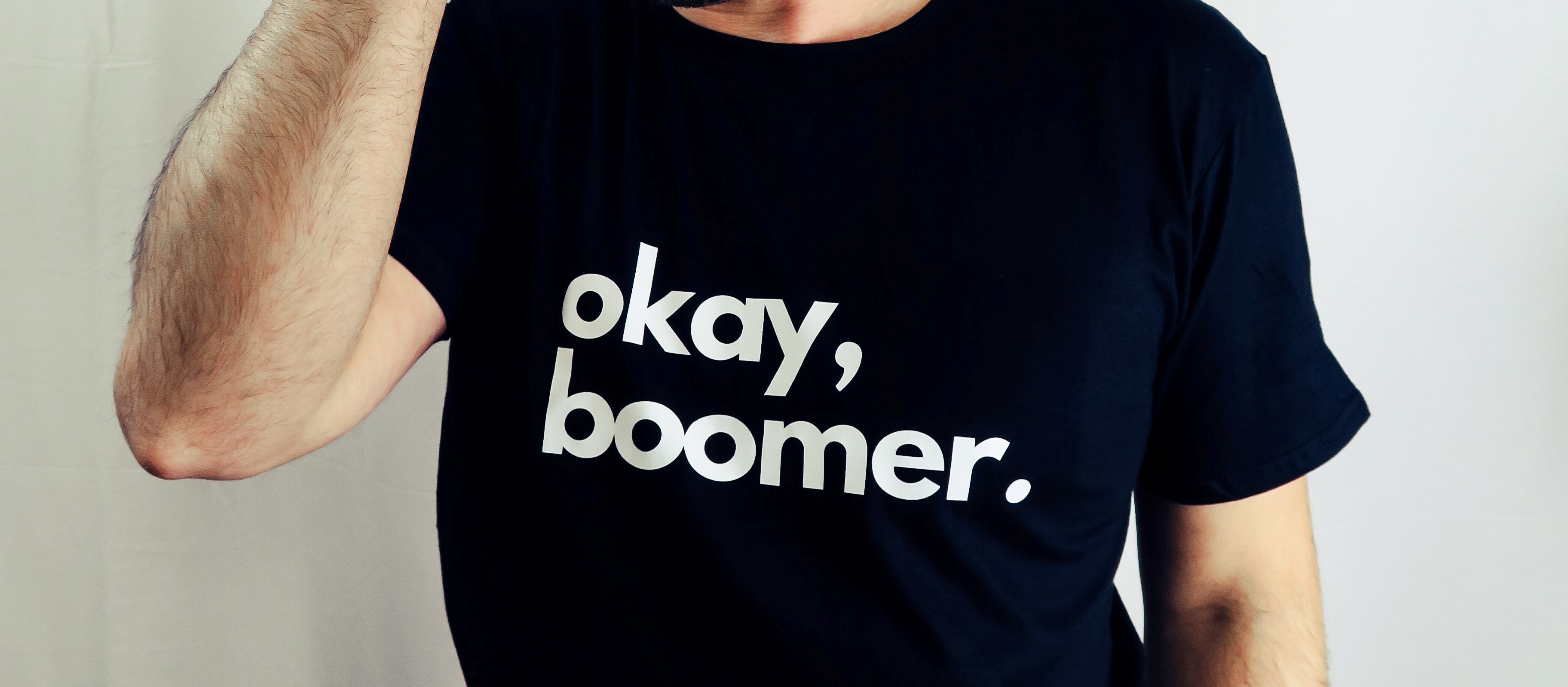 image of t-shirt with the message boomer on it representing baby boomer generation